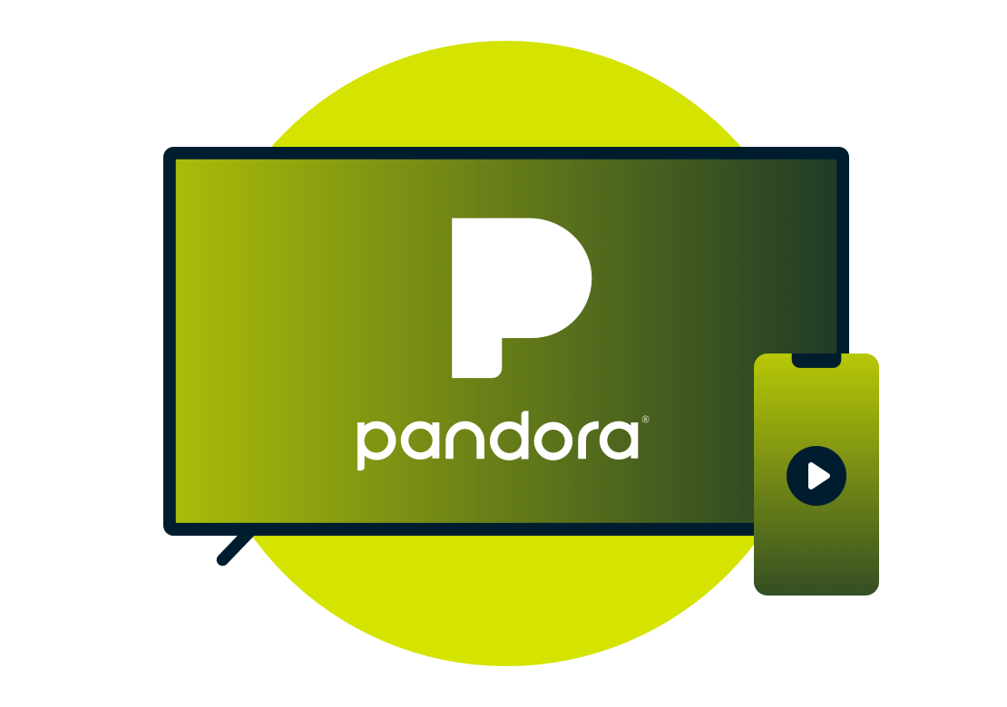 &Eacute;cran de t&eacute;l&eacute;vision avec le logo Pandora.