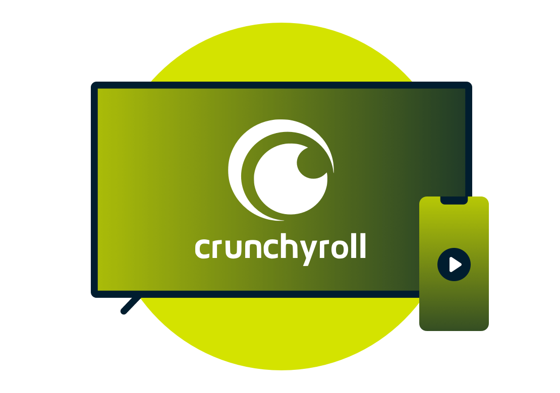 Pantalla de televisi&oacute;n con el logotipo de Crunchyroll.