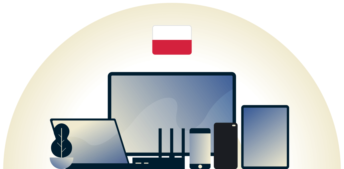 Poland VPN protegendo uma variedade de dispositivos.