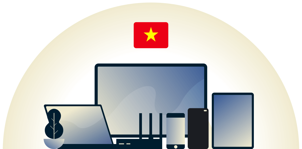 VPN per il Vietnam che protegge una variet&agrave; di dispositivi.